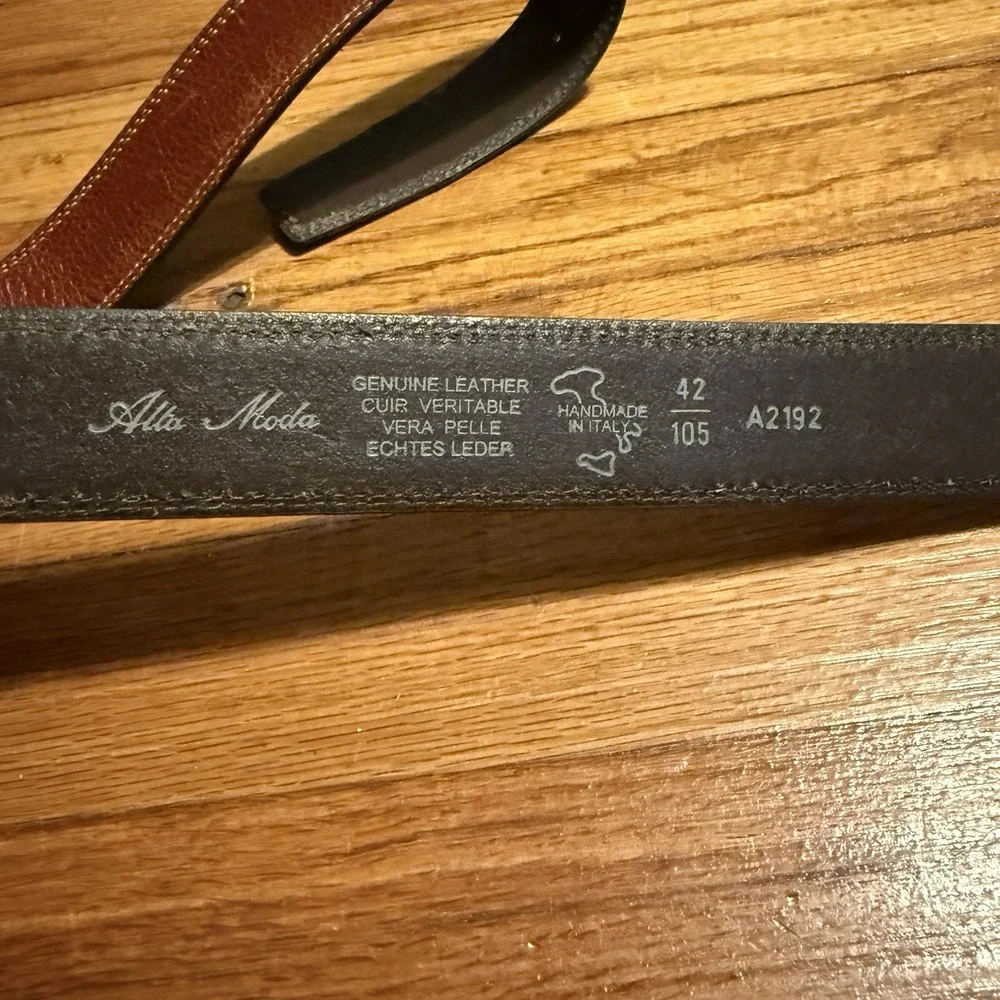 ALTA MODA Patina Tan Italian Leather‎ Belt 42